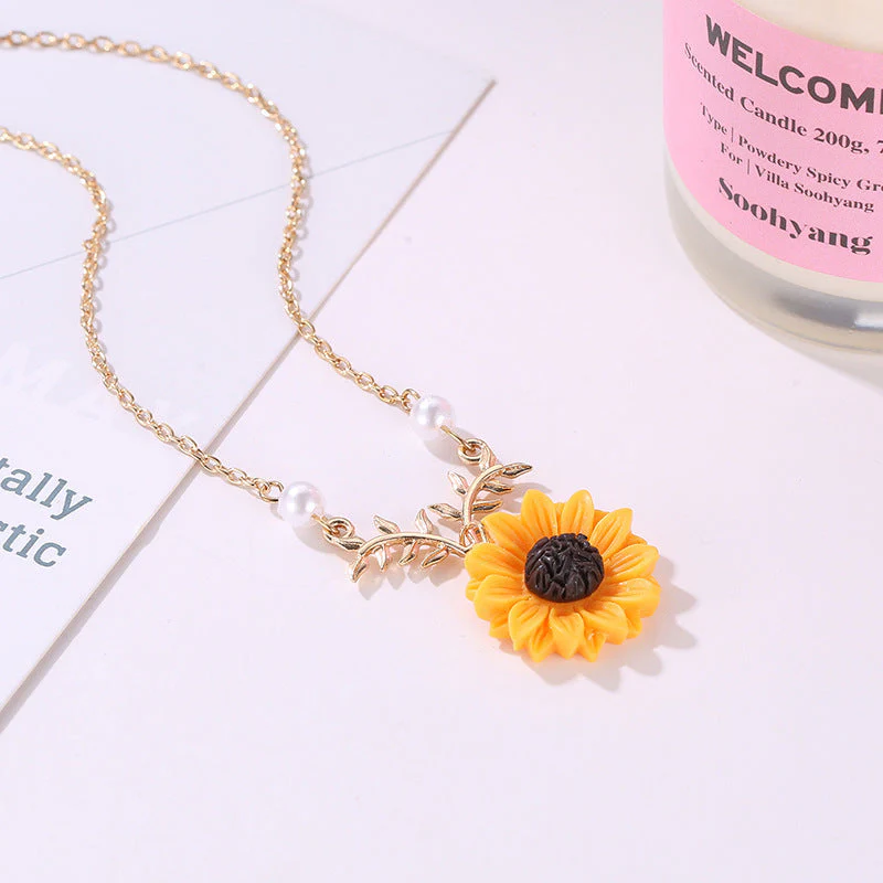 Pearl Sun Flower Necklace - Image 2