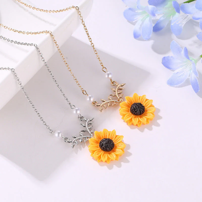 Pearl Sun Flower Necklace - Image 3