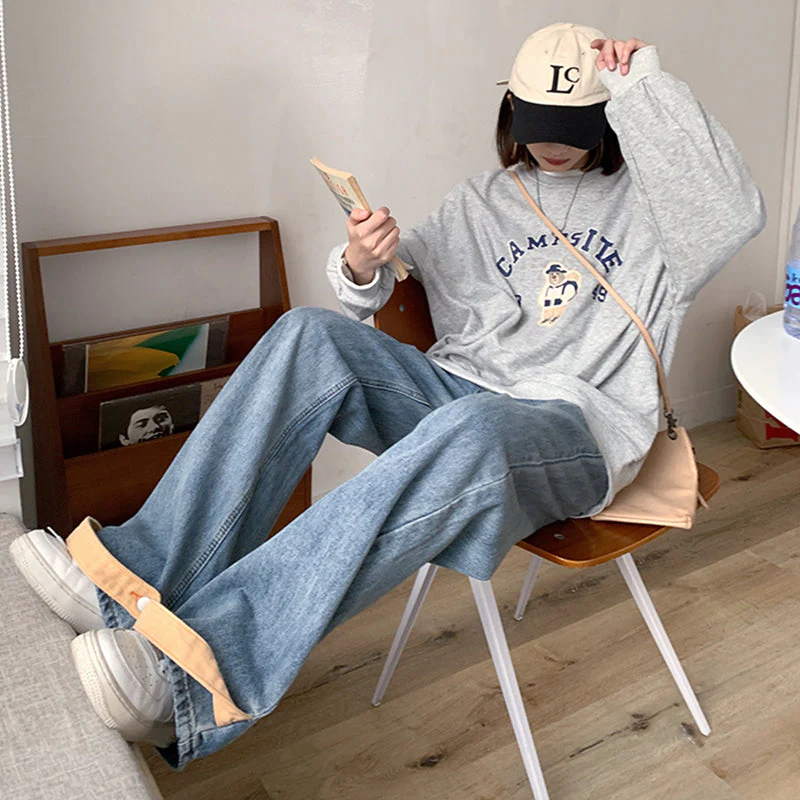 Personality Contrasting Loose Jeans - Image 2
