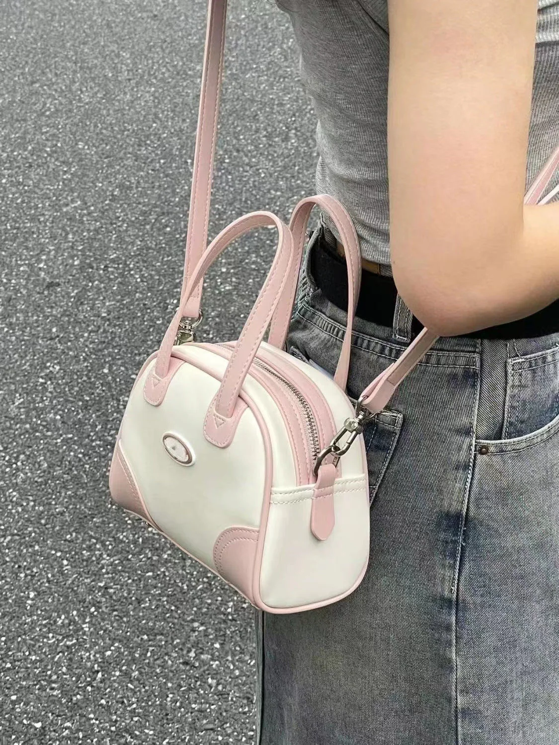 Pink and White Candy Crossbody Bag - Image 3