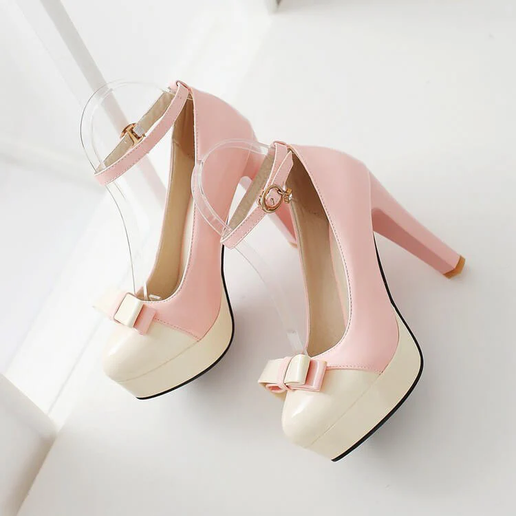 Pink Beige Bow Shoes - Image 5