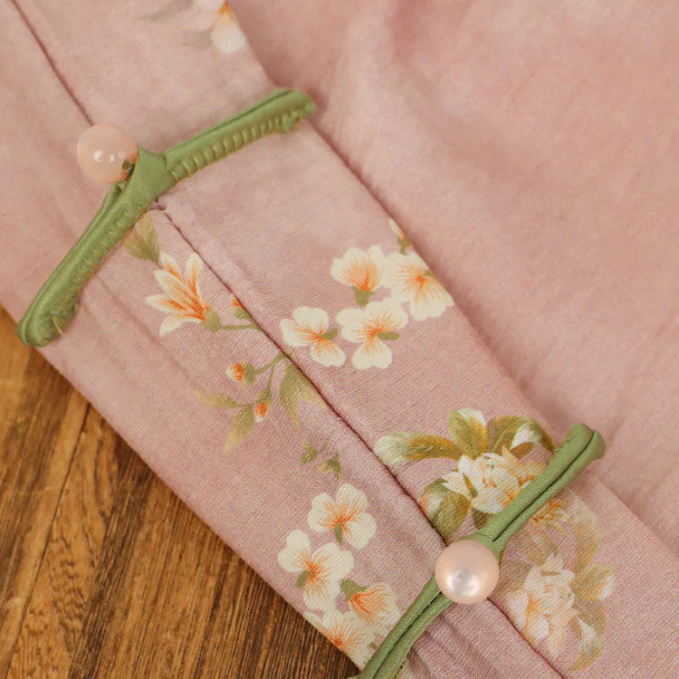 Pink Flower Cheongsam Dress - Image 6