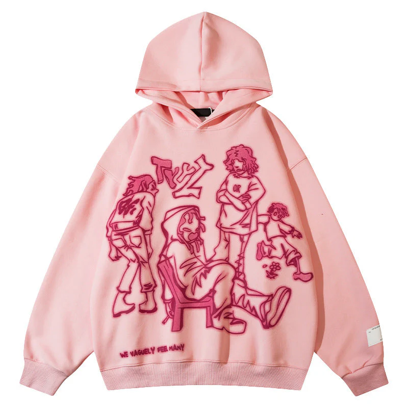 Pink Graffiti Couple Oversized Hoodie