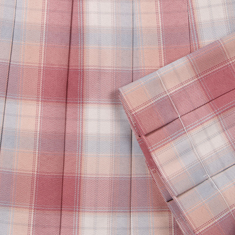 Pink Plaid Pleated Skirt - Image 4