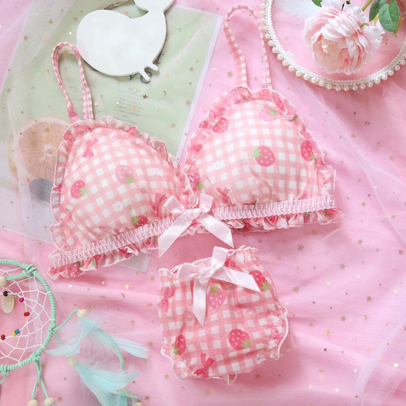 Pink Strawberry Plaid Underwear - Image 2