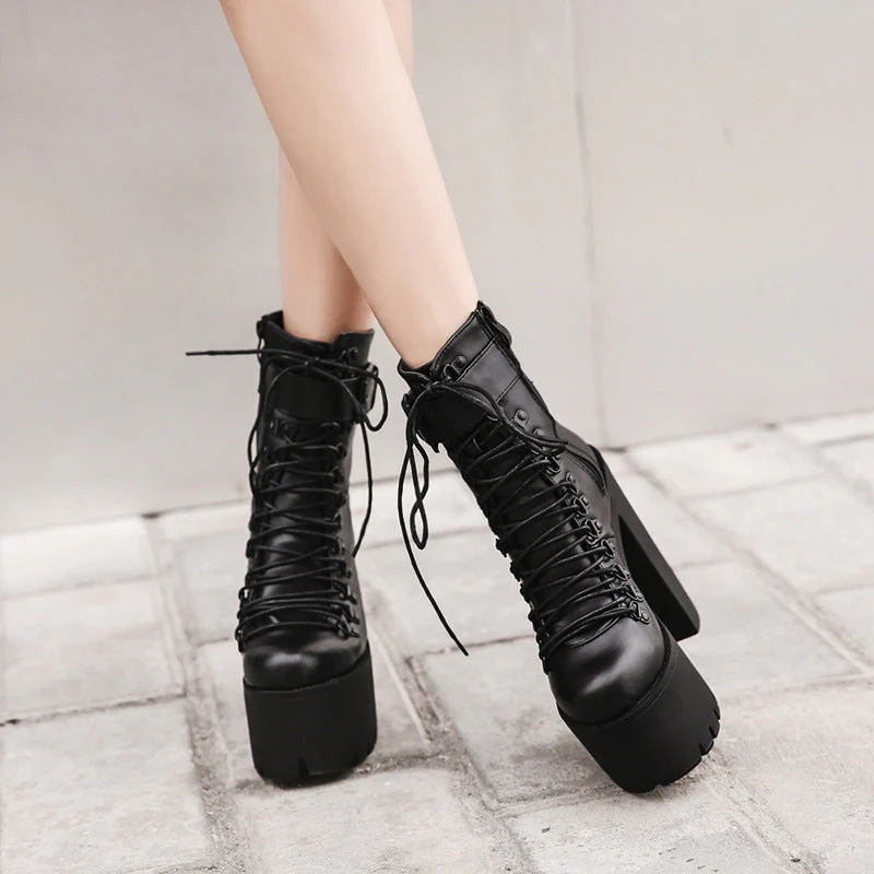 Platform High Heel Short Boots - Image 3