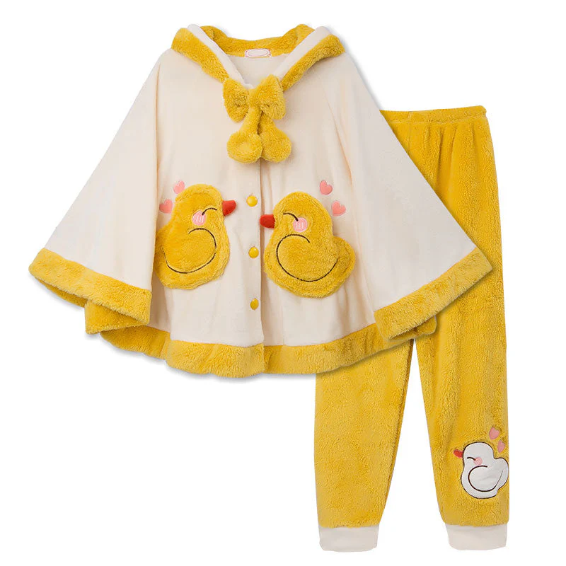 Plush Cat Paw Rabbit Cape Pajama Set - Image 3