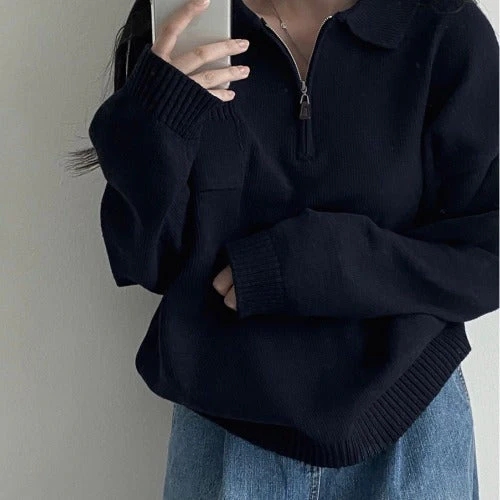 Pocket Crop Knit Sweater - Image 2