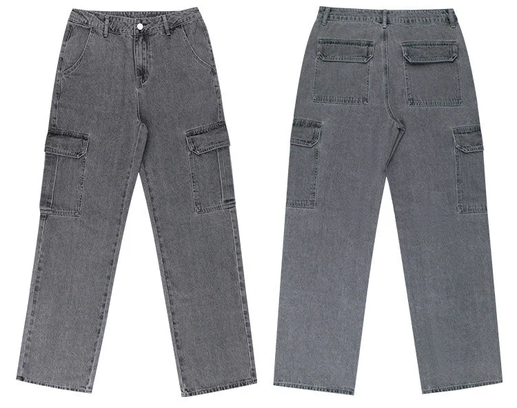 Pocket Mid Waist Cargo Jeans - Image 8