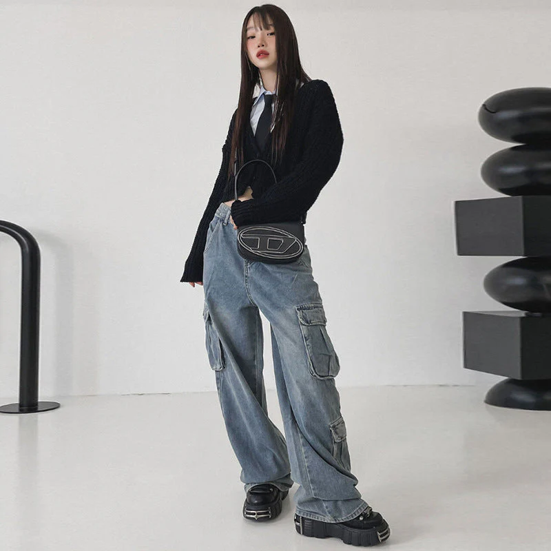 Pocket Patch Boyfriend Fit Cargo Jeans - Image 2