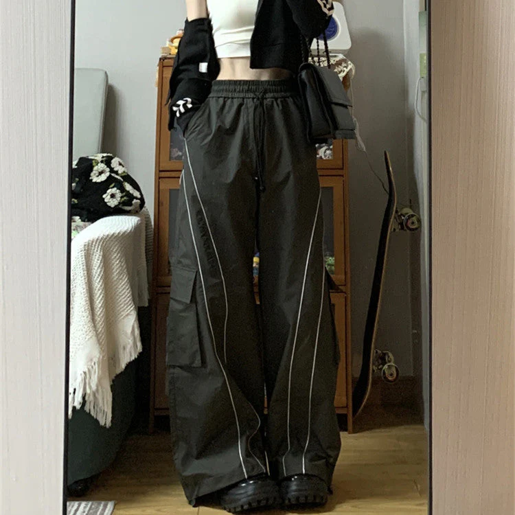 Pocket Patch Piping Wide Leg Sweatpants - Image 3