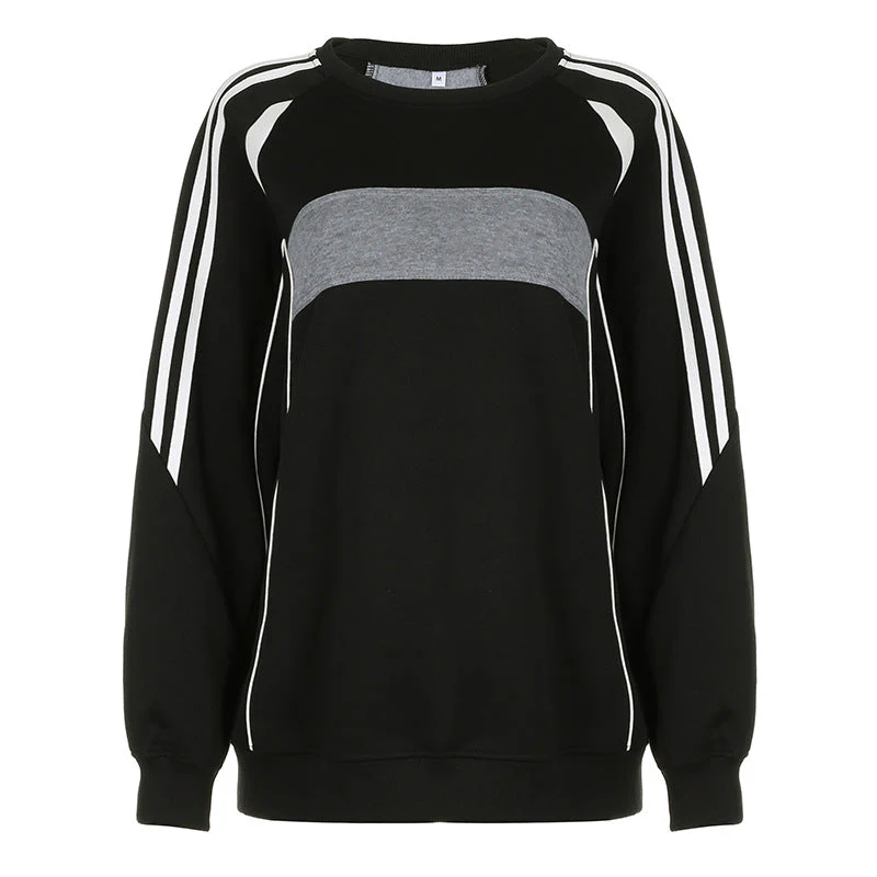 Preppy Contrast Color Splice Sweatshirt - Image 8