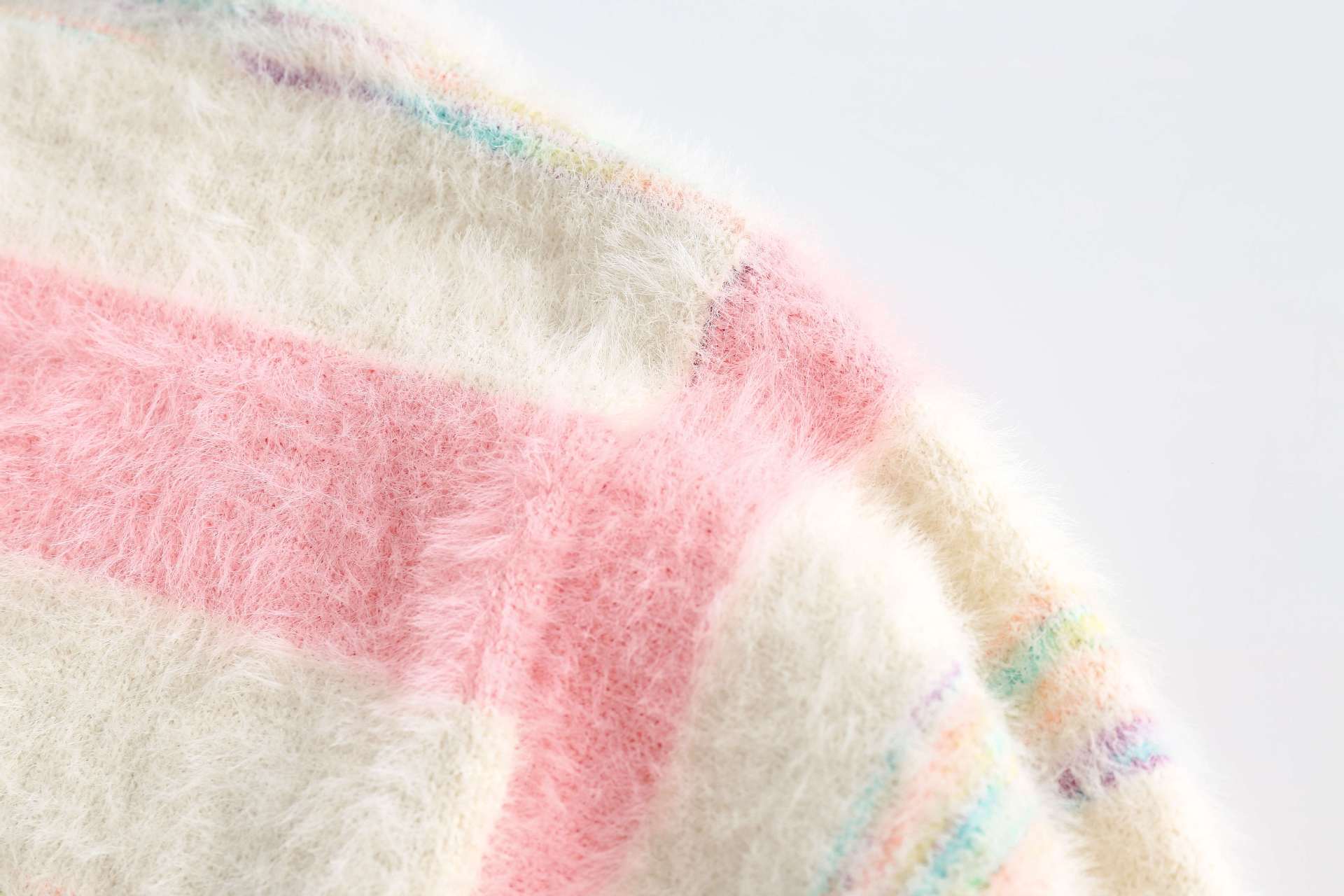 Preppy Contrast Color Stripe Fuzzy Hooded Sweater - Image 4