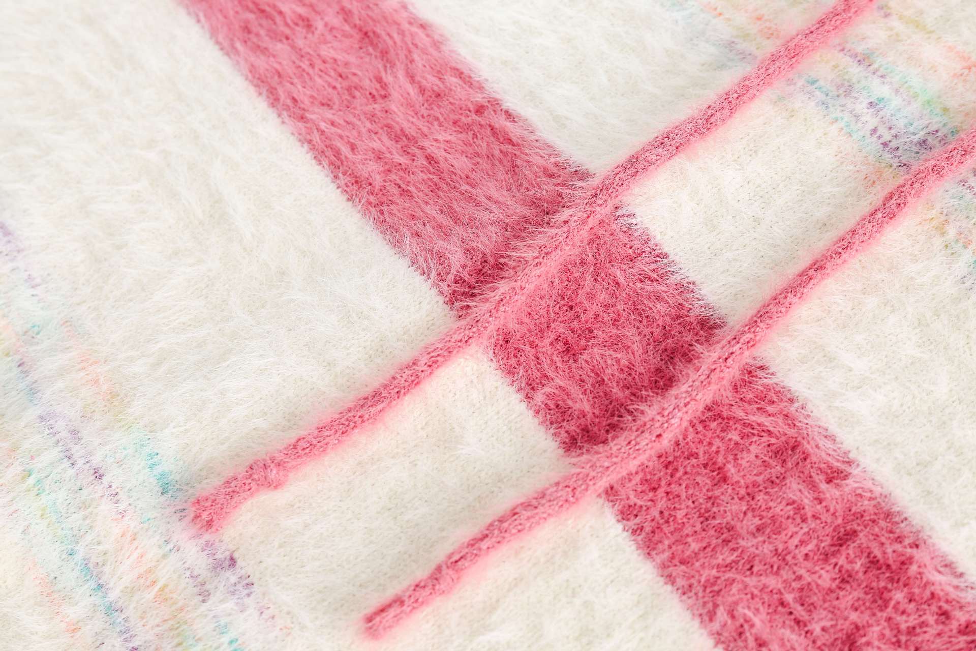 Preppy Contrast Color Stripe Fuzzy Hooded Sweater - Image 7