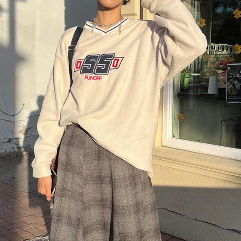 Preppy V Neck Pullover Sweater - Image 7