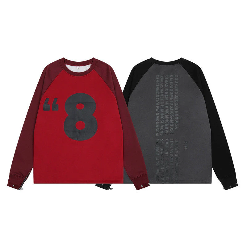 Print Raglan Zip Up Sleeve Sweatshirt - Image 6