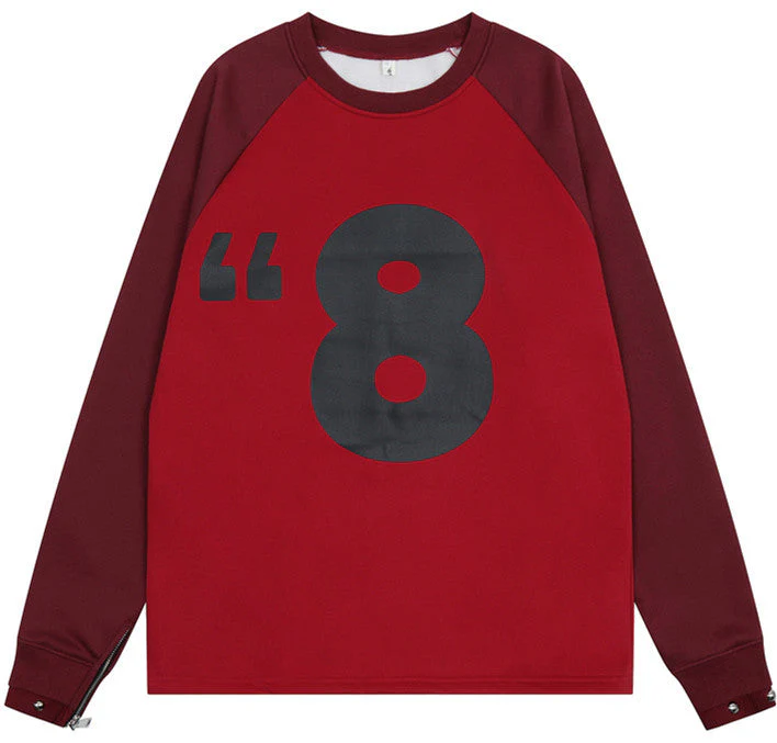 Print Raglan Zip Up Sleeve Sweatshirt - Image 7