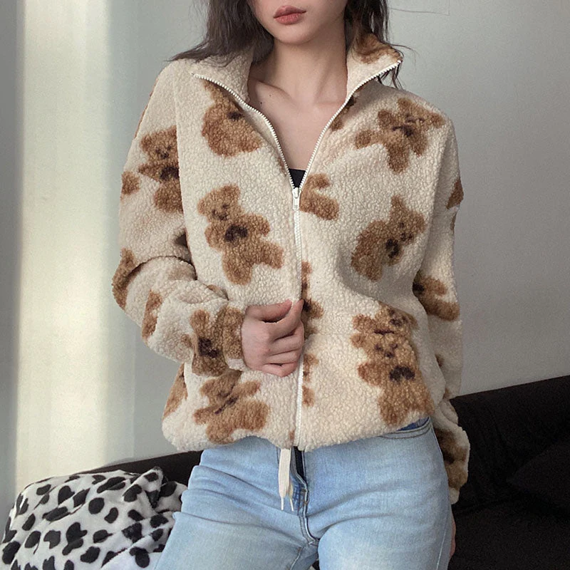 Printed Bears Wool Coat - Image 3