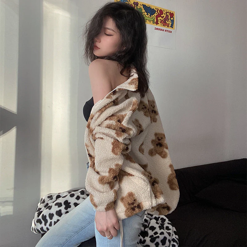 Printed Bears Wool Coat - Image 5