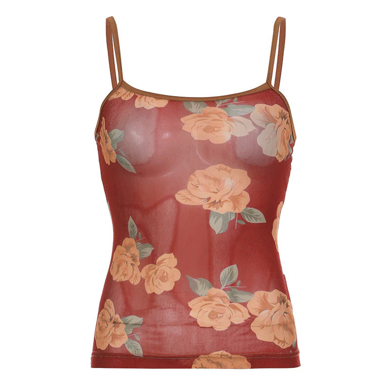 Printed Mesh Crop Cami Top - Image 5