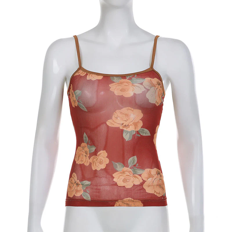 Printed Mesh Crop Cami Top - Image 7