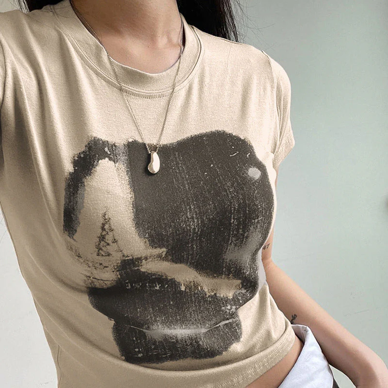 Printed Short Sleeve Crop Top - Image 8