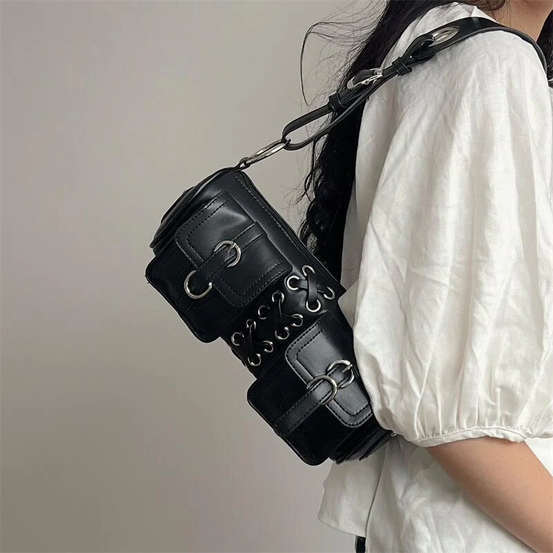 Pu Leather Ties Y2K Crossbody Bag - Image 3