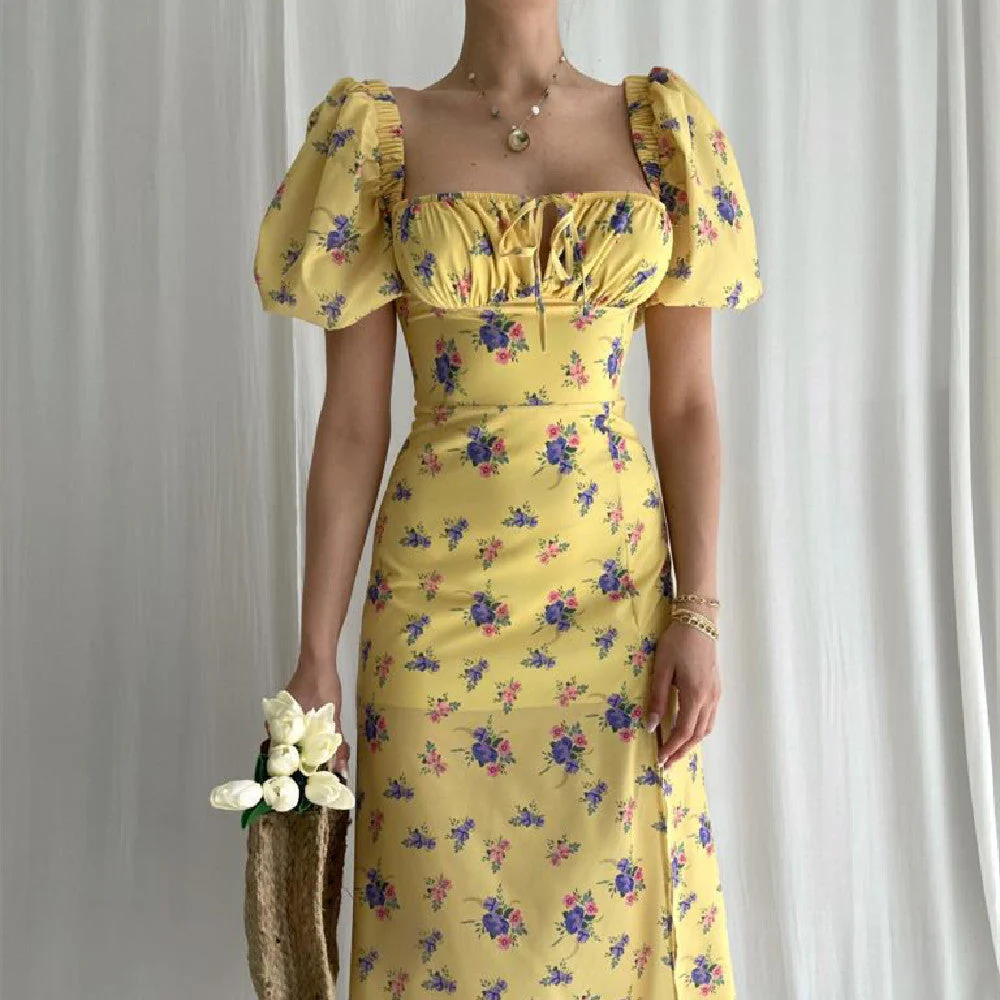 Puff Sleeve Floral Fields Maxi Dress - Image 10