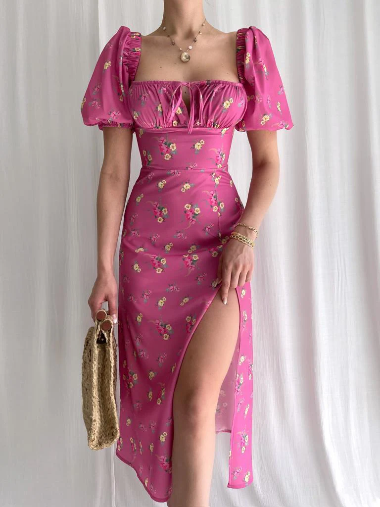 Puff Sleeve Floral Fields Maxi Dress - Image 11
