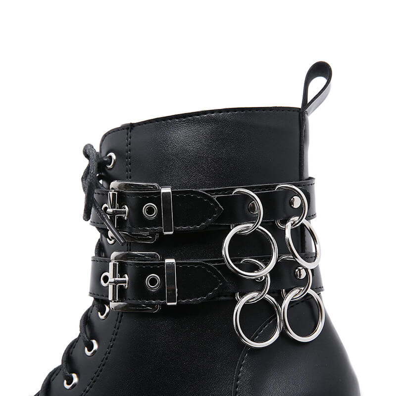 Punk Buckle Ring Platform Boots - Image 3