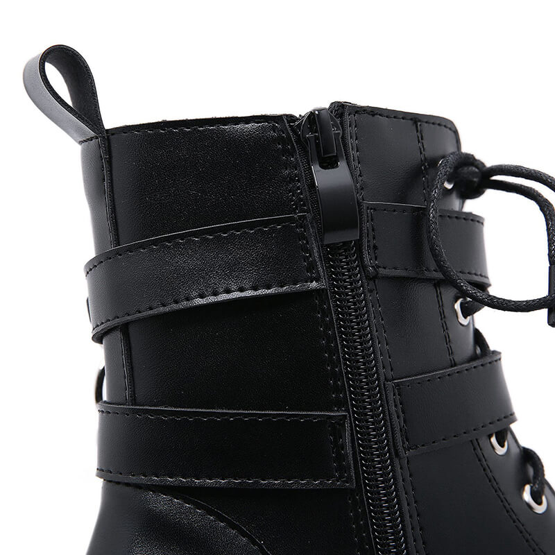 Punk Buckle Ring Platform Boots - Image 4