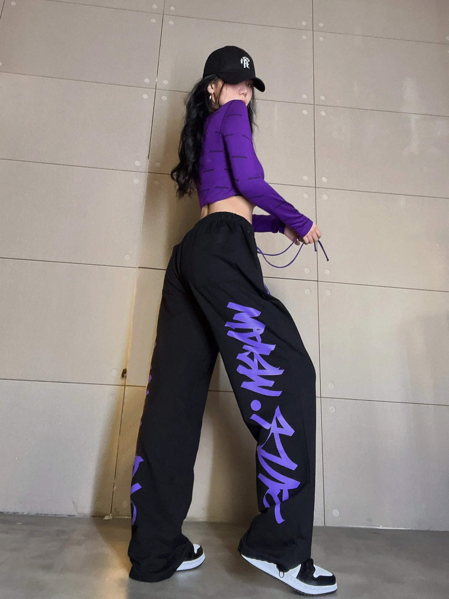 Punk Letter Print Straight Leg Sweatpants - Image 4