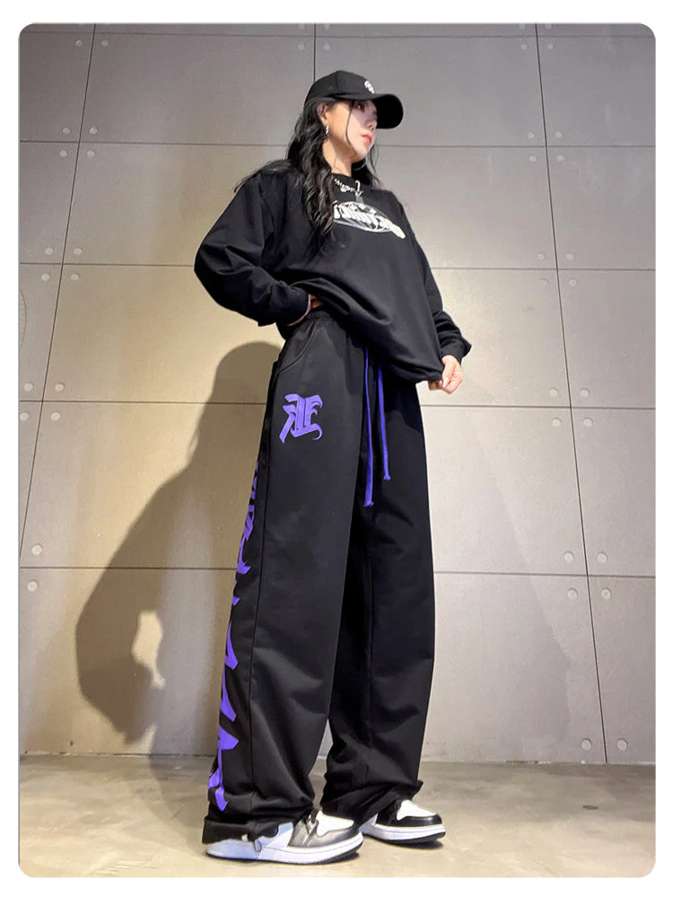 Punk Letter Print Straight Leg Sweatpants - Image 5