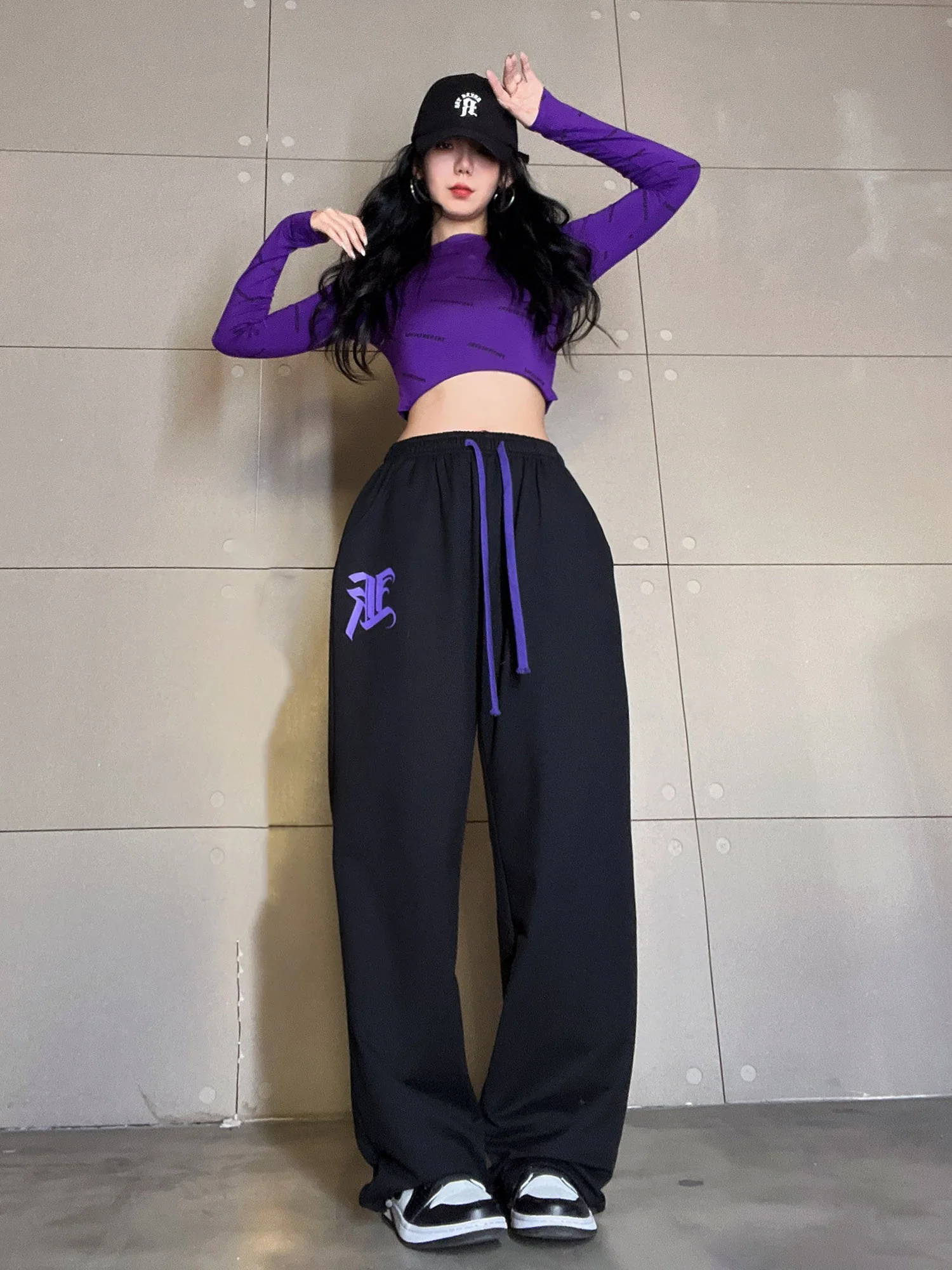 Punk Letter Print Straight Leg Sweatpants - Image 6