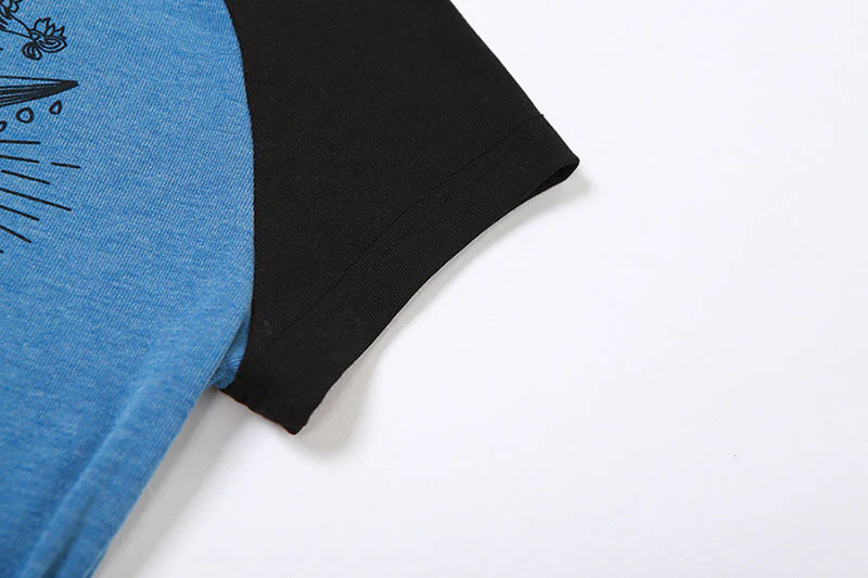Punk Print Raglan Short Sleeve Crop Top - Image 9