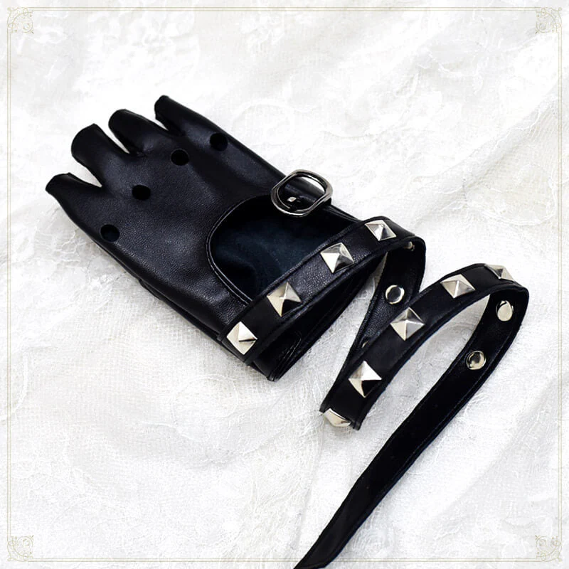 Punk Pu Rivet Gloves - Image 4