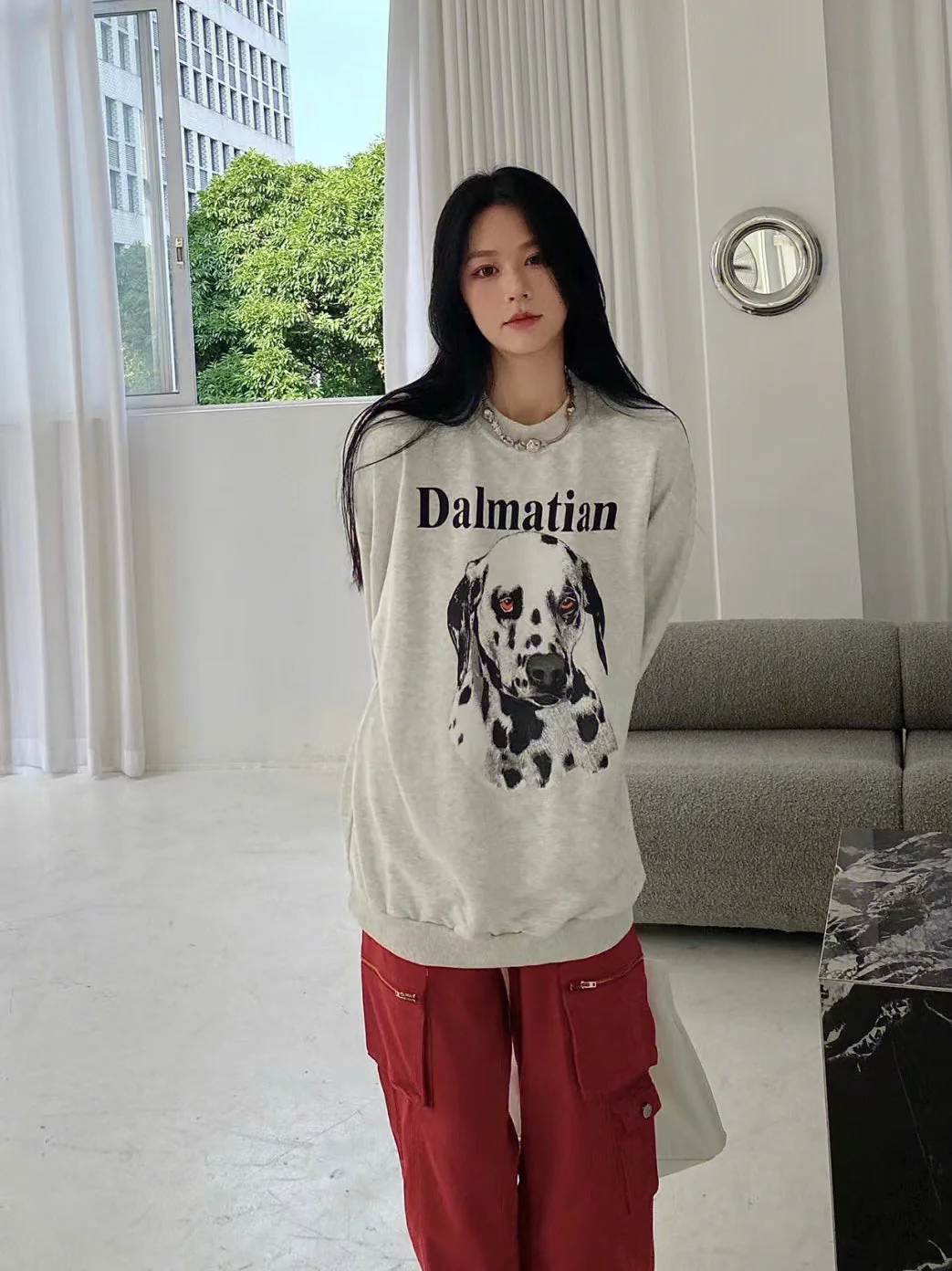 Puppy Print Loose Sweatshirt - Image 4