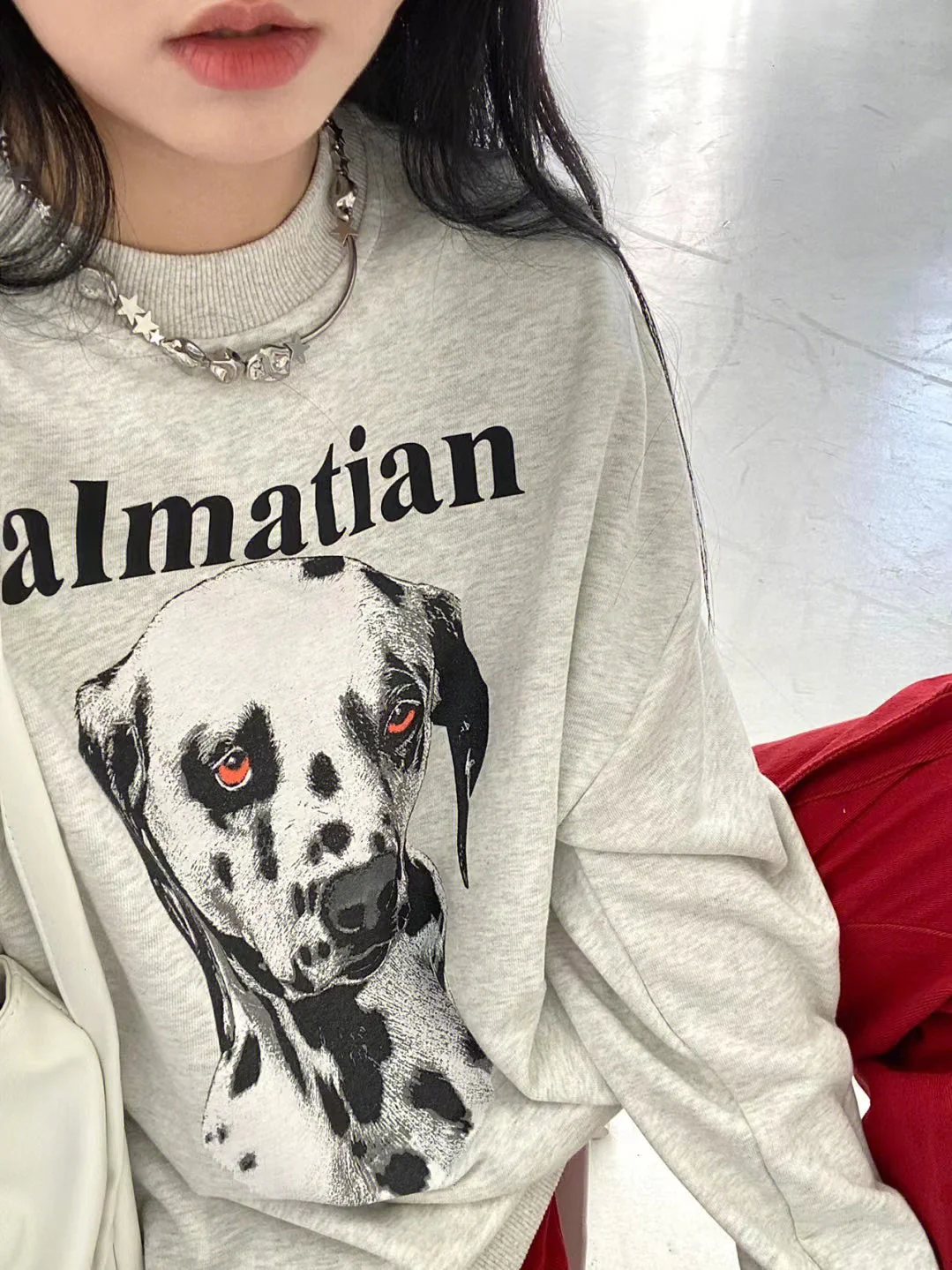 Puppy Print Loose Sweatshirt - Image 6