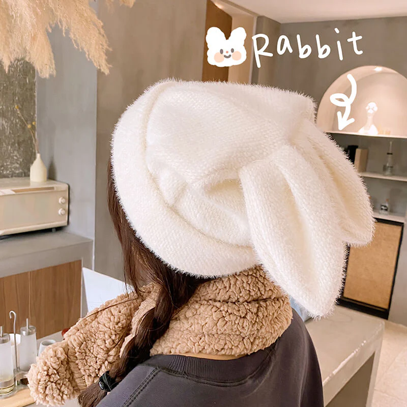 Rabbit Ear Hat Plush Beret