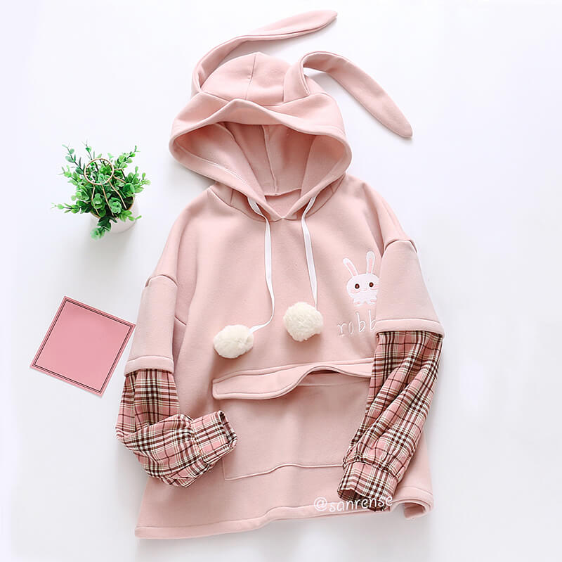 Rabbit Strawberry Fleece Hoodie - Image 5