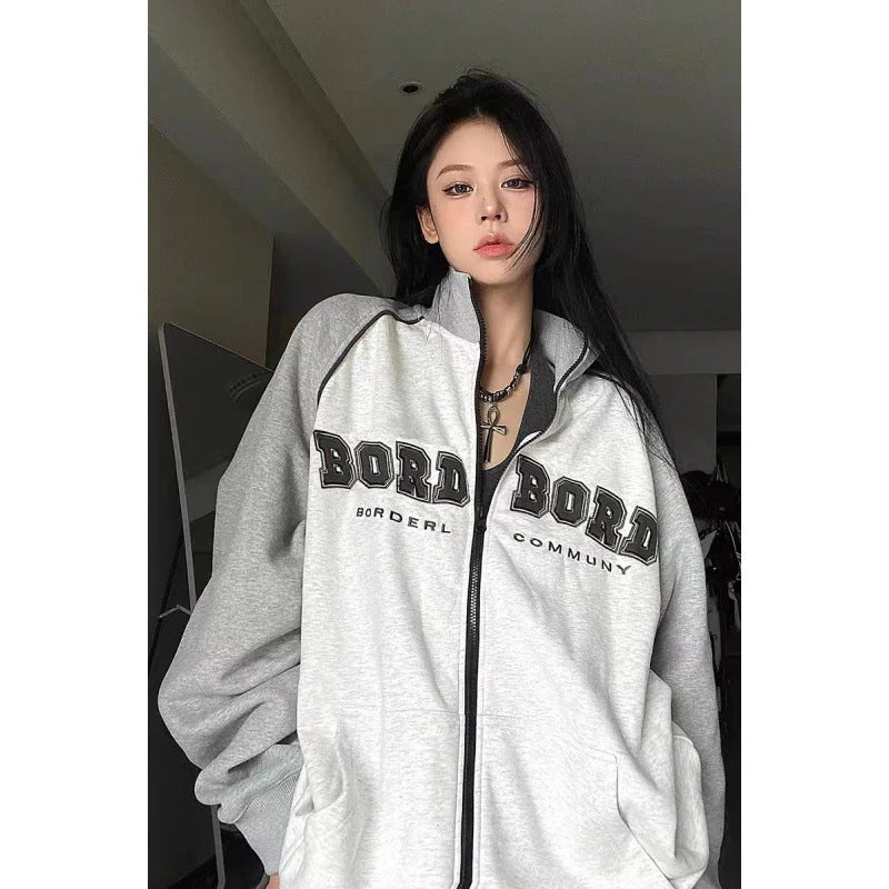 Raglan Sleeve Embroidered Oversized Jacket - Image 4