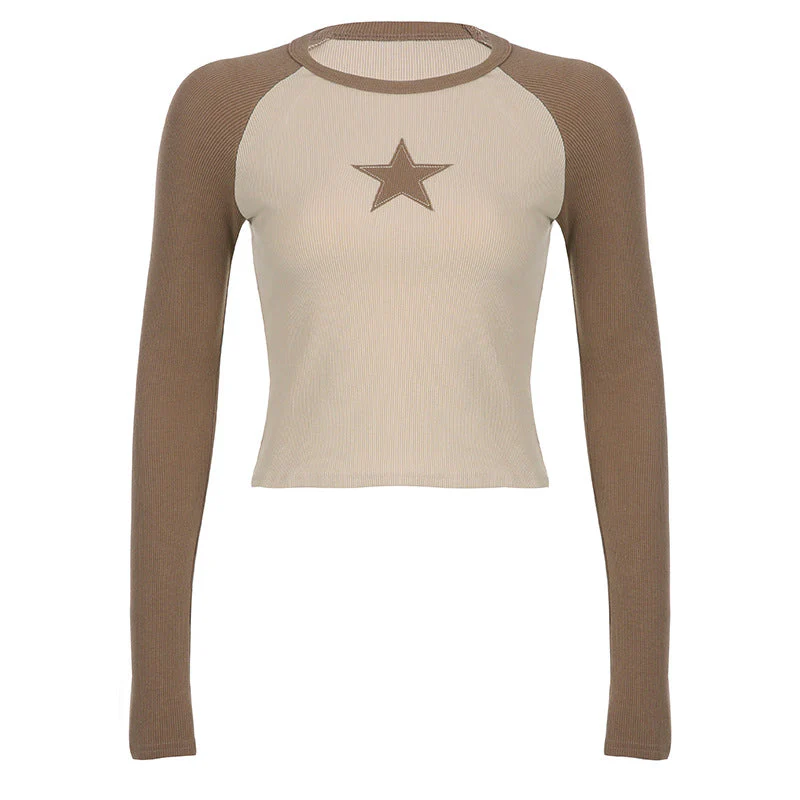 Raglan Sleeve Star Patch Knit Crop Top - Image 8