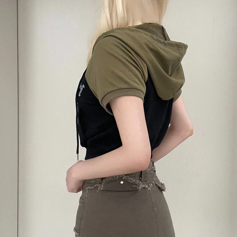 Raglan Sleeve Zip Up Cropped Hoodie - Image 6