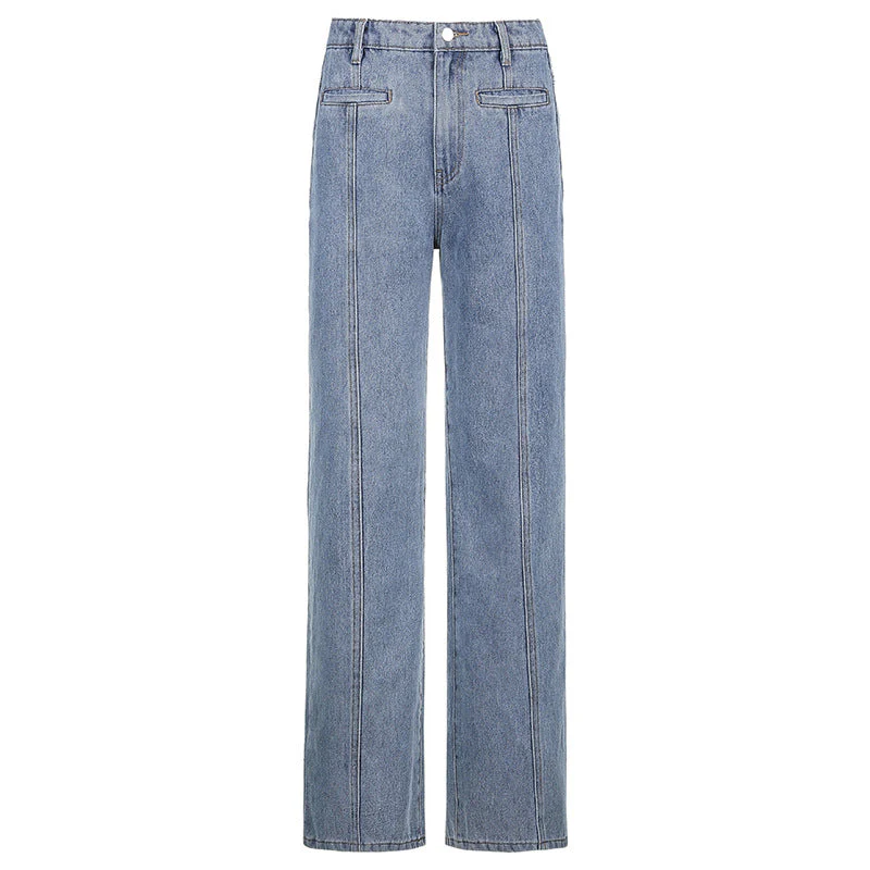 Red Five-pointed Star Straight-leg Jeans - Image 5