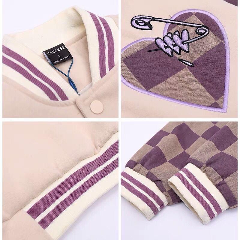 Retro Checkerboard Baseball Jacket - Image 7