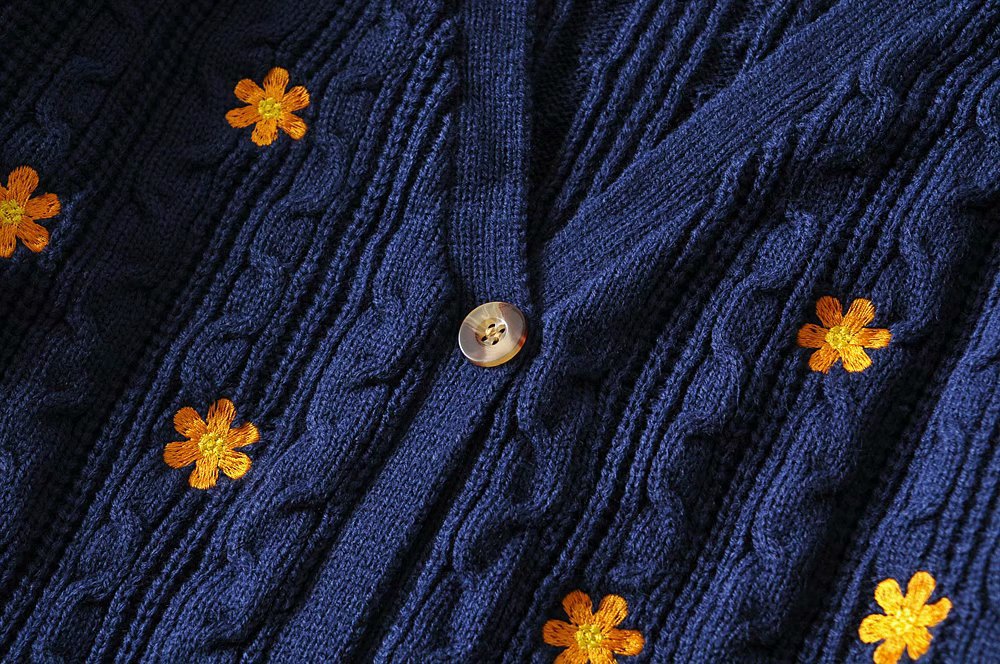 Retro Embroidery Flowers Cardigan - Image 6
