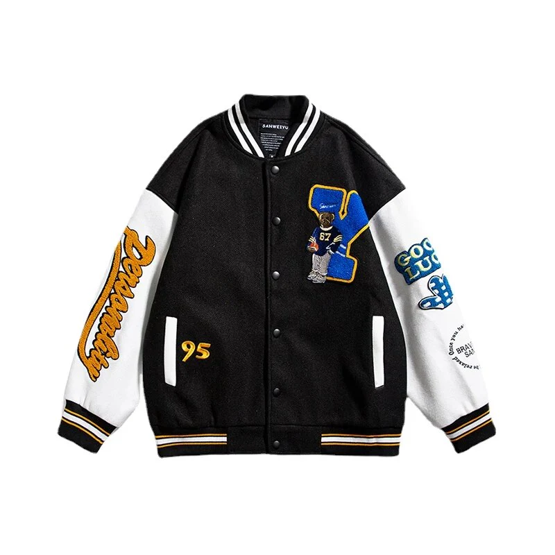 Retro Embroidery Letter Baseball Jacket - Image 2