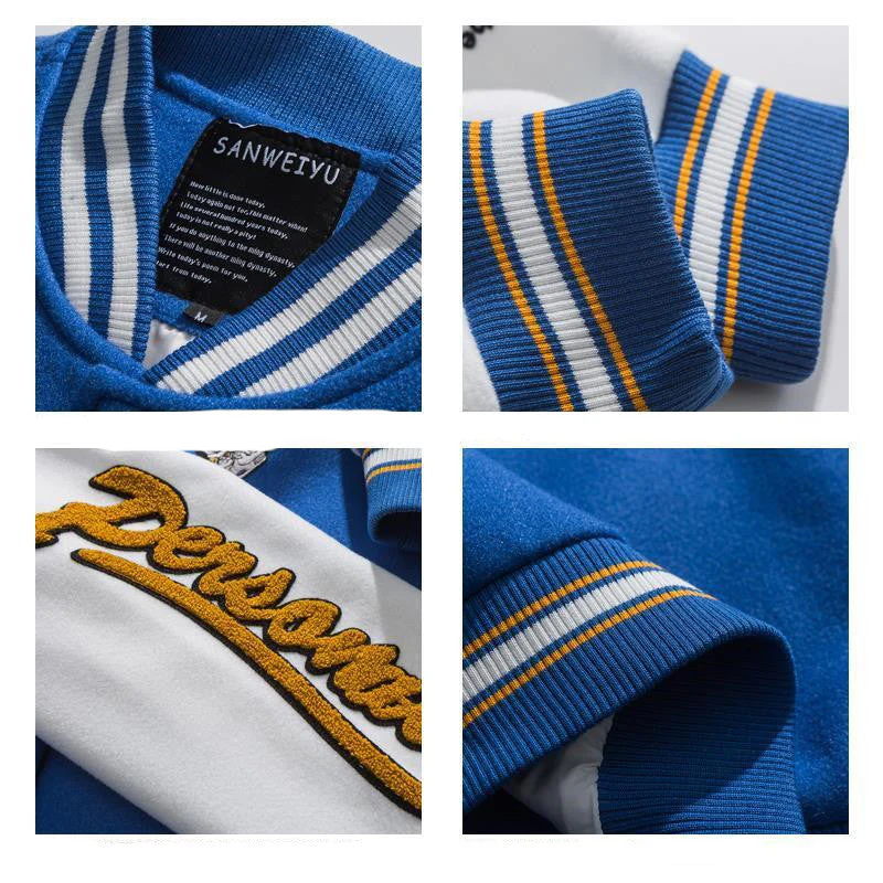 Retro Embroidery Letter Baseball Jacket - Image 7