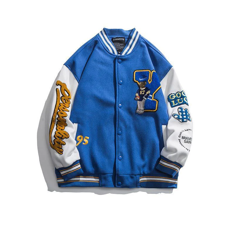 Retro Embroidery Letter Baseball Jacket - Image 8