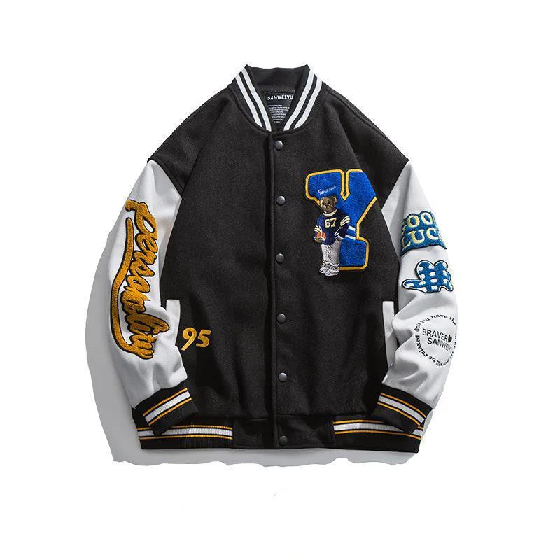 Retro Embroidery Letter Baseball Jacket - Image 9